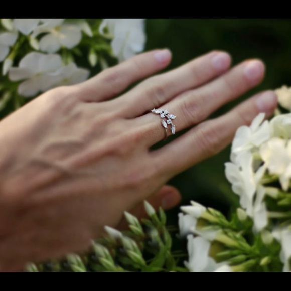 New 925 Sterling Silver Handmade Olive Leaf Open Ring - Picture 4 of 6